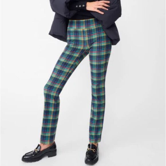 J. McLaughlin Rylie Pants Size Medium Plaid Stretch Straight Leg Punk Preppy - Picture 1 of 8
